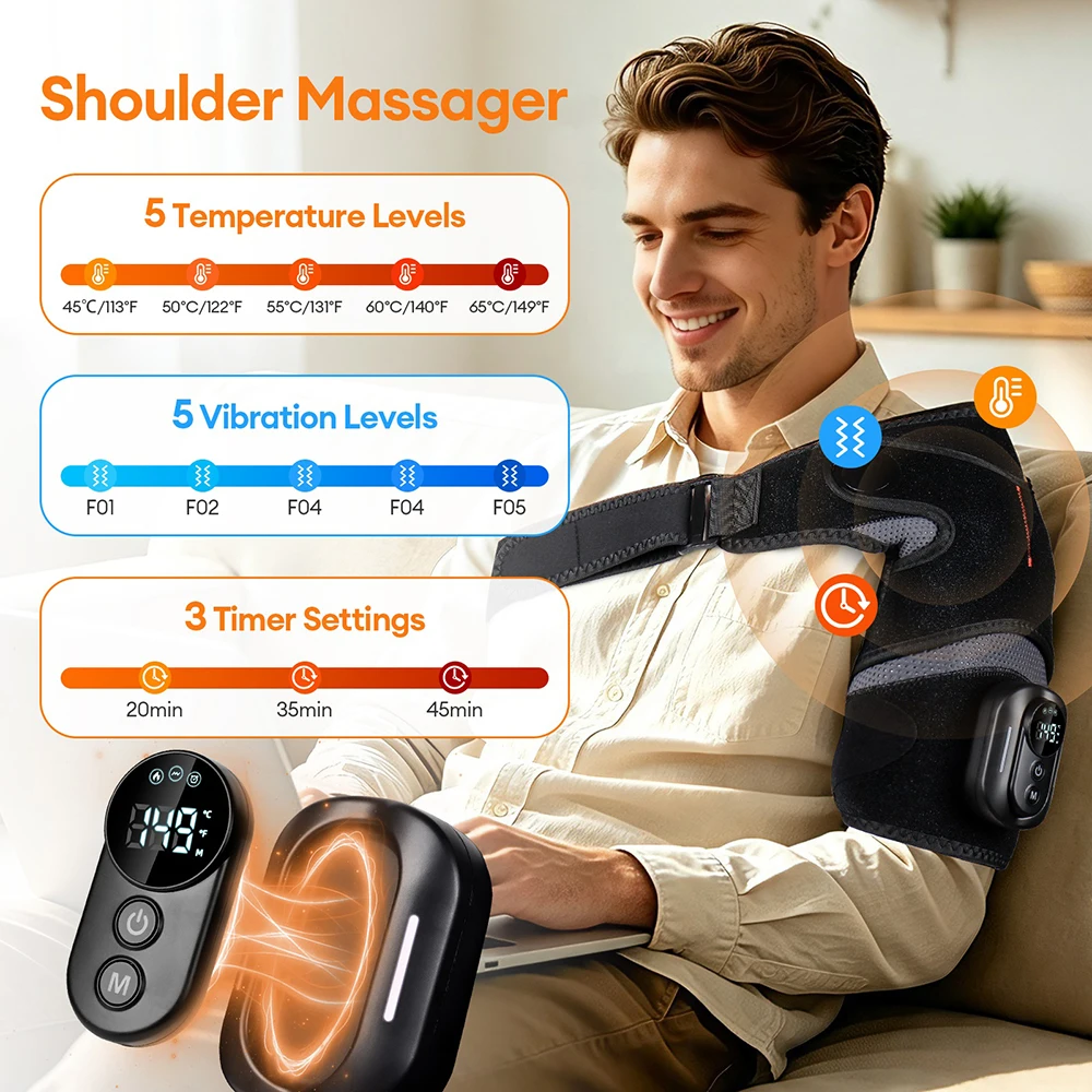 Shoulder Massager With Remote Control Vibration Massage Shoulder Pad Hot Compression Shoulder Heating Muscle Relaxation Pad