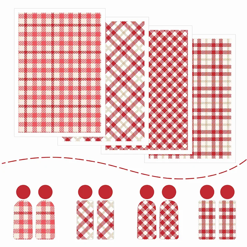 Red Pink Plaid Polymer Clay Transfer Paper Inking Water Soluble Disposable Stickers DIY Jewelry Pendent Printing Paper Classic