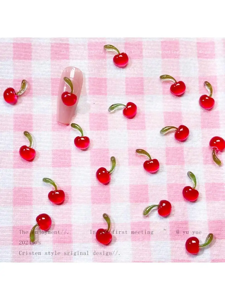 20/40/50/100 PCS Sweet 3D Mini Cherry Nail Art Accessories, DIY Resin Nail Art Accessories, Simple Instagram-style