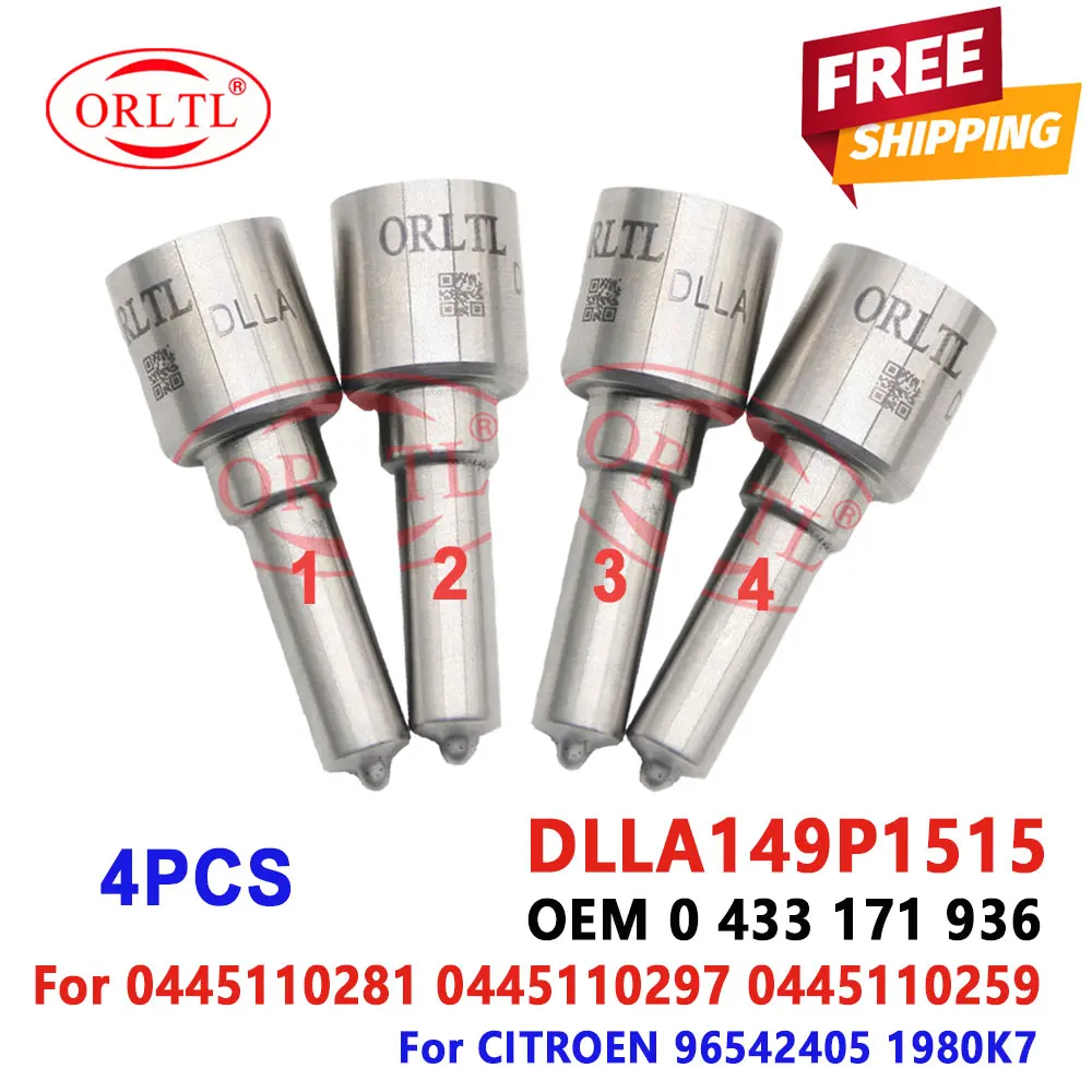 4PCS DLLA149P1515 Oil Pump Nozzle DLLA 149P1515 Injector Nozzle DLLA 149P 1515 (0433171936) Fits for CITROEN 96542405 1980K7