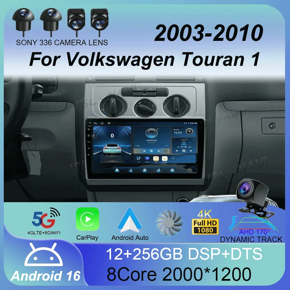 

Android 16 Carplay Auto Autoradio For Volkswagen Touran 1 2003-2010 Car Radio Multimedia Video Player Navigation GPS Stereo 2din