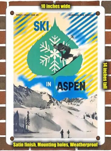 METAL SIGN - 1946 Ski in Aspen Colorado - 10x14 Inches