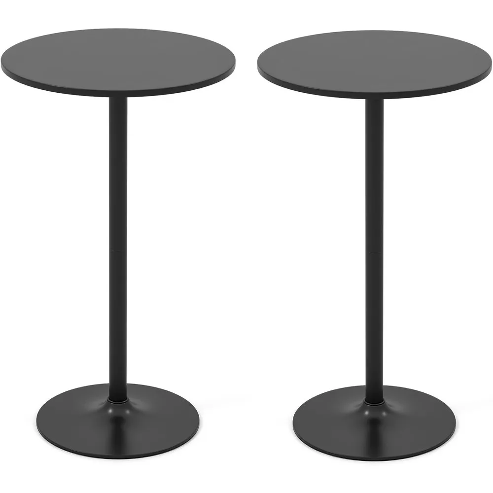 

Bar Tables, 2pcs Two-in-one Bar Tables w/Detachable Pole&Metal Base, 24" Round Top, 40"/22" Two Convertible Height, Bar Tables