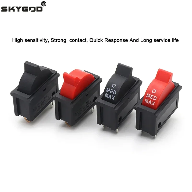 KCD16 Wind Speed Control Button Rocker Switch 3 Positions 3Pin SPDT Switch For Hair dryer 10A 250V Black Red