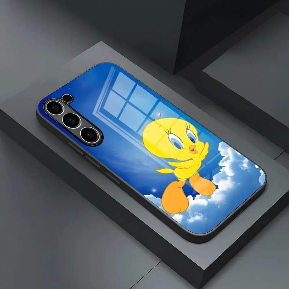 Cartoon Tweety Bird Phone Case for S24 Ultra Samsung S23 S22 S20 Fe S21 Plus Galaxy A54 A34 A24 A53 M54 Note 20 Glass Cover