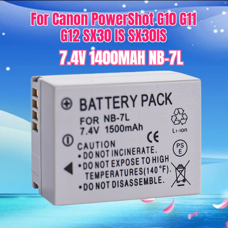 

7.4V 1400MAH NB-7L Li-ion Battery for Canon PowerShot G10 G11 G12 SX30 IS SX30IS Digital Camera