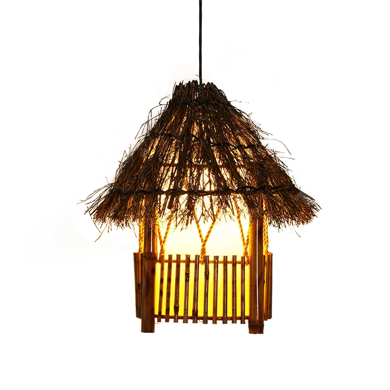 Southeast Asian Grass Vine Bamboo Woven Chandelier Creative Personalized Retro Restaurant Balcony Corridor Courtyard Bamboo Lamp