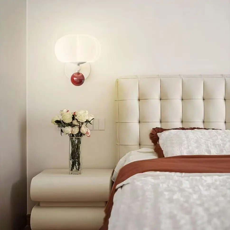 Nordic Floral LED Mini Wall Sconce Cream-Style 5-10 M² for Bedside Living Room Bedroom Study Modern Minimalist Lighting Decor
