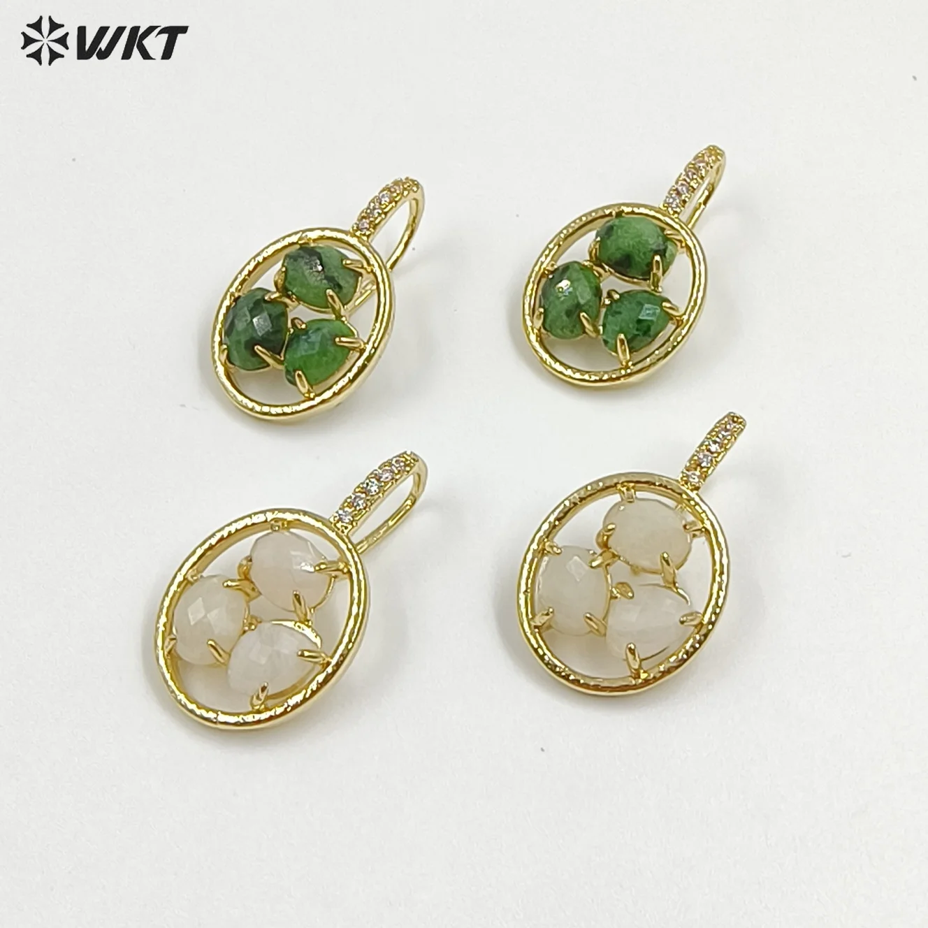 

WT-E795 New Styles 5Pairs Wonderful Gemstone Cubic Zircon Earring With 18k Real Gold Plated For Women Daily ACC