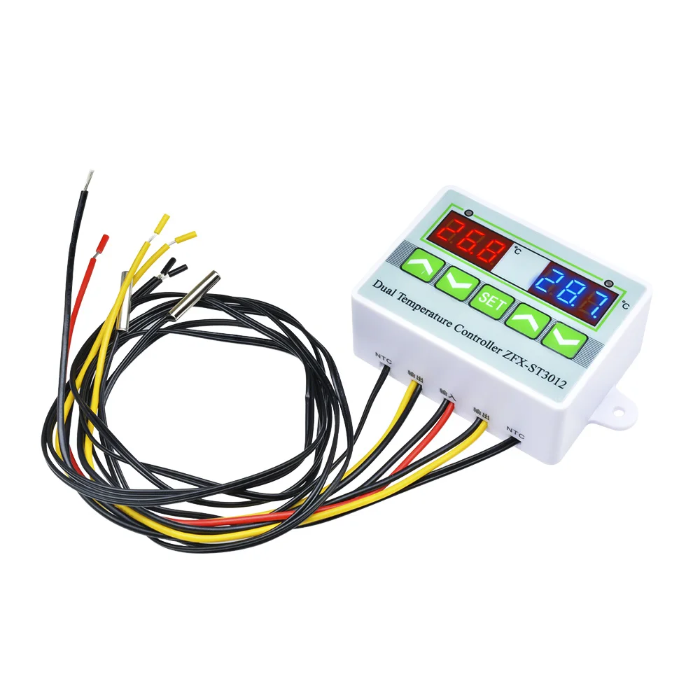 ZFX-ST3012 LED Digital Display Temperature Controller Intelligent Digital Dual Thermostat Thermo Controller Indoor Charger