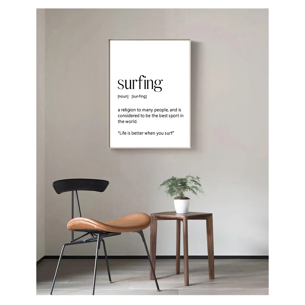 Quote Print Surfer Birthday Gift Minimalist Wall Art Canvas Painting Picture for Living Room Surf Art Poster Surfing Definition