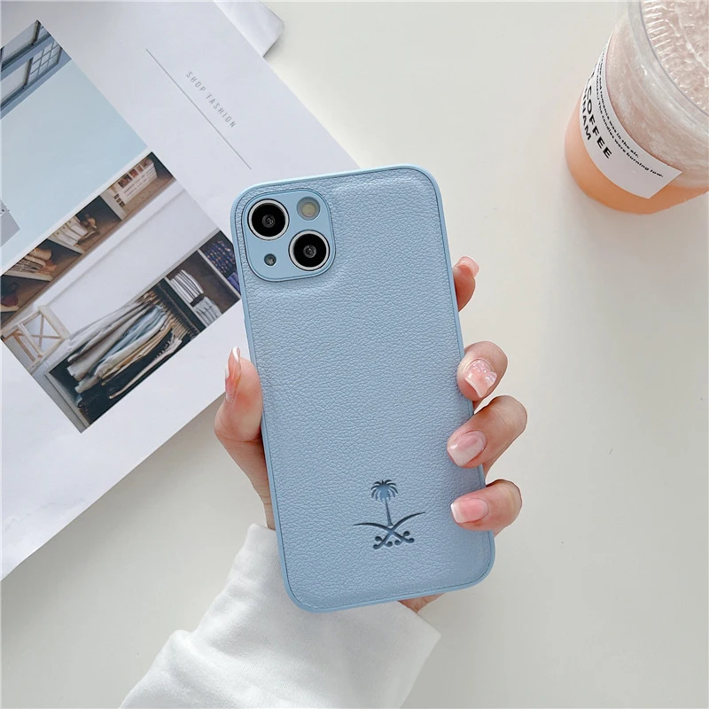 Luksusowe miękkie etui kokosowe na iPhone\'a Skórzane etui na telefon 15 14 13 12 11 Pro Mini 7 8 Se Plus Xr X Xs Max Arabia Saudyjska funda