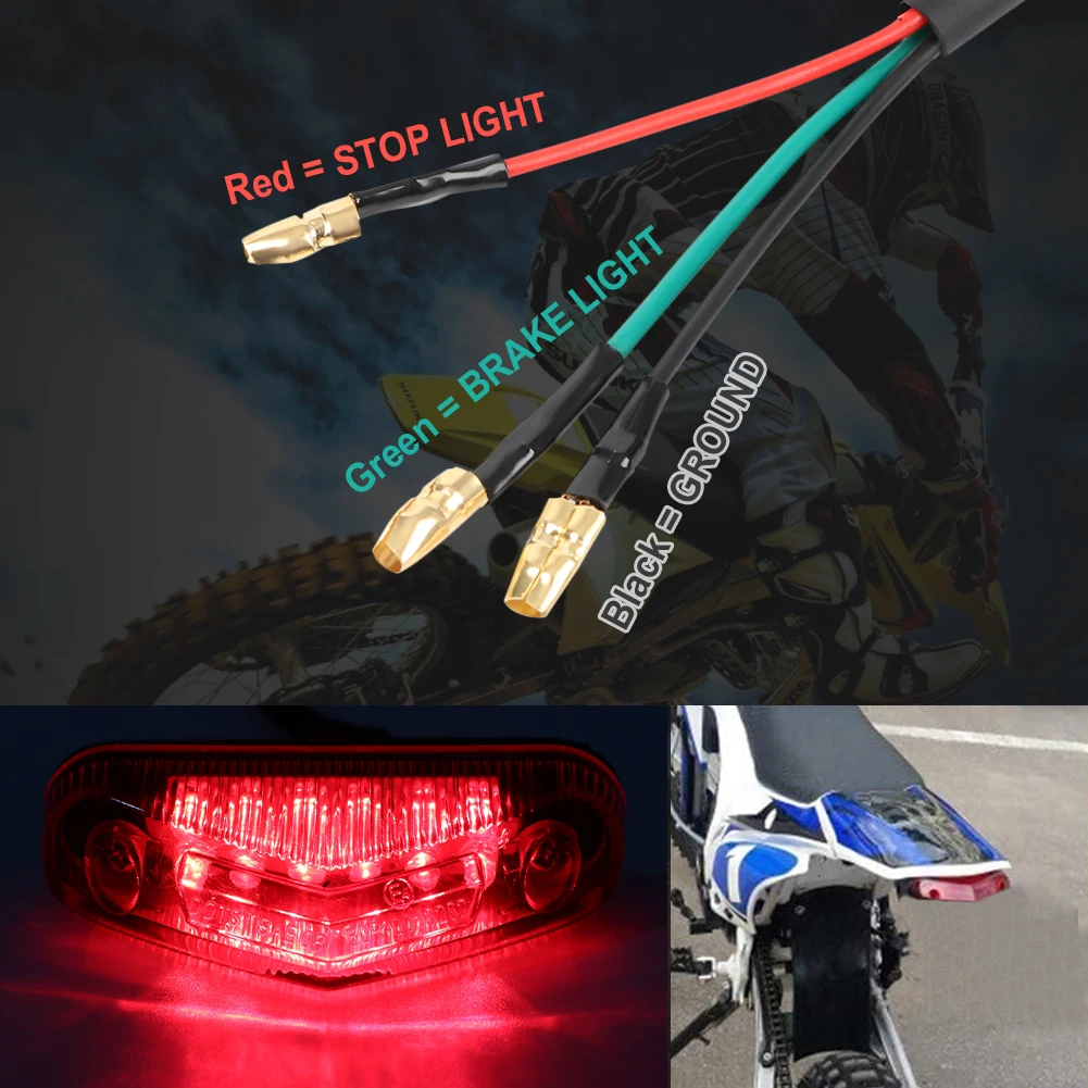 Universal Motocicleta Luz Traseira, Aviso de freio traseiro, Luzes LED, 12V, Moto Equipamento, Peças, Acessórios para Moto