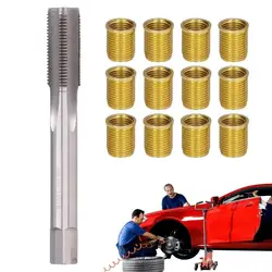 Cylinder Head Rethreaded Kit M14x1.25 Inserts And M16x1.25 Tap Kit 13Pcs M14x1.25 Spark Plug Thread Repair Rethreading Set For