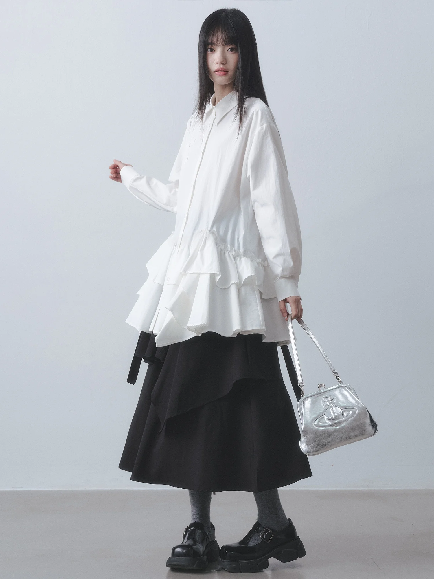 

Dirl Romantic Old Love Letter Design Gentle Sle Multi-layered Lace A-line irt Dr Soft Polyester Cotton Blend Long Sl...