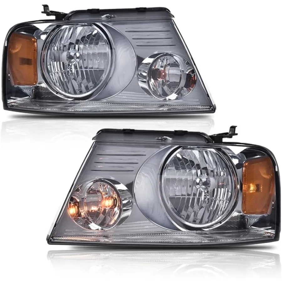

Фары в сборе, совместимые с Lincoln Mark LT 20042008 F150 и 20062008 гг., с хромированным корпусом, дымчатыми линзами, янтарным отражением