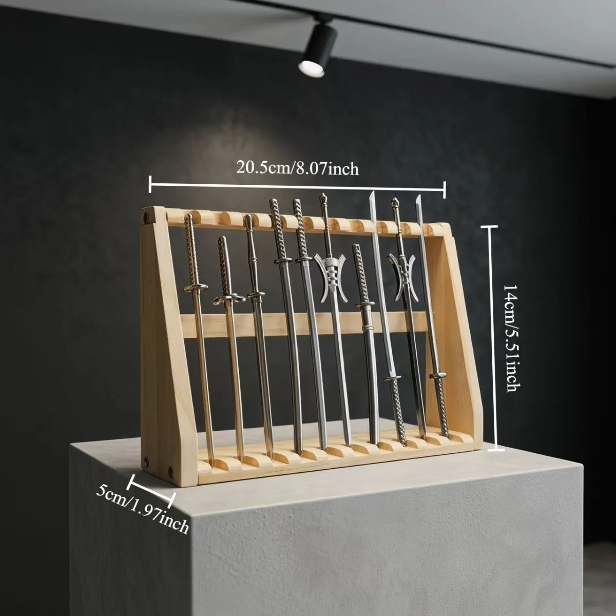 Wooden Desktop Sword Display Stand Rack 8 Slot Mini Weapon Model Holder Collectible Game Anime Blade Display Organizer Gift - view 4