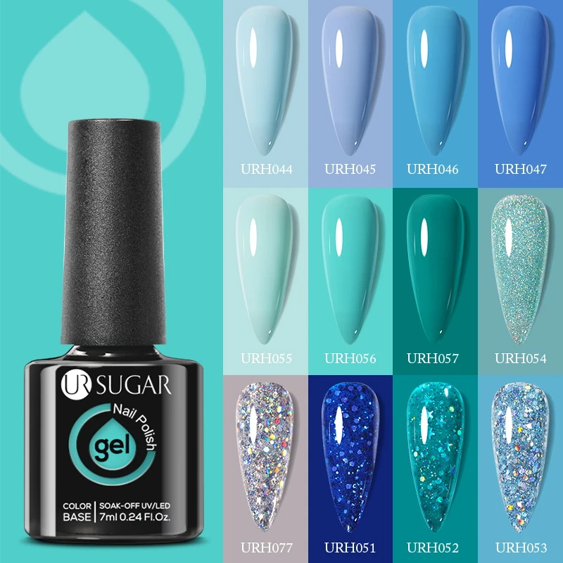 

UR SUGAR 7ml Glass Bottle Color Gel Nail Polish Blue Green Summer Theme UV LED Gel Varnish Manicures Nail Art Decoration