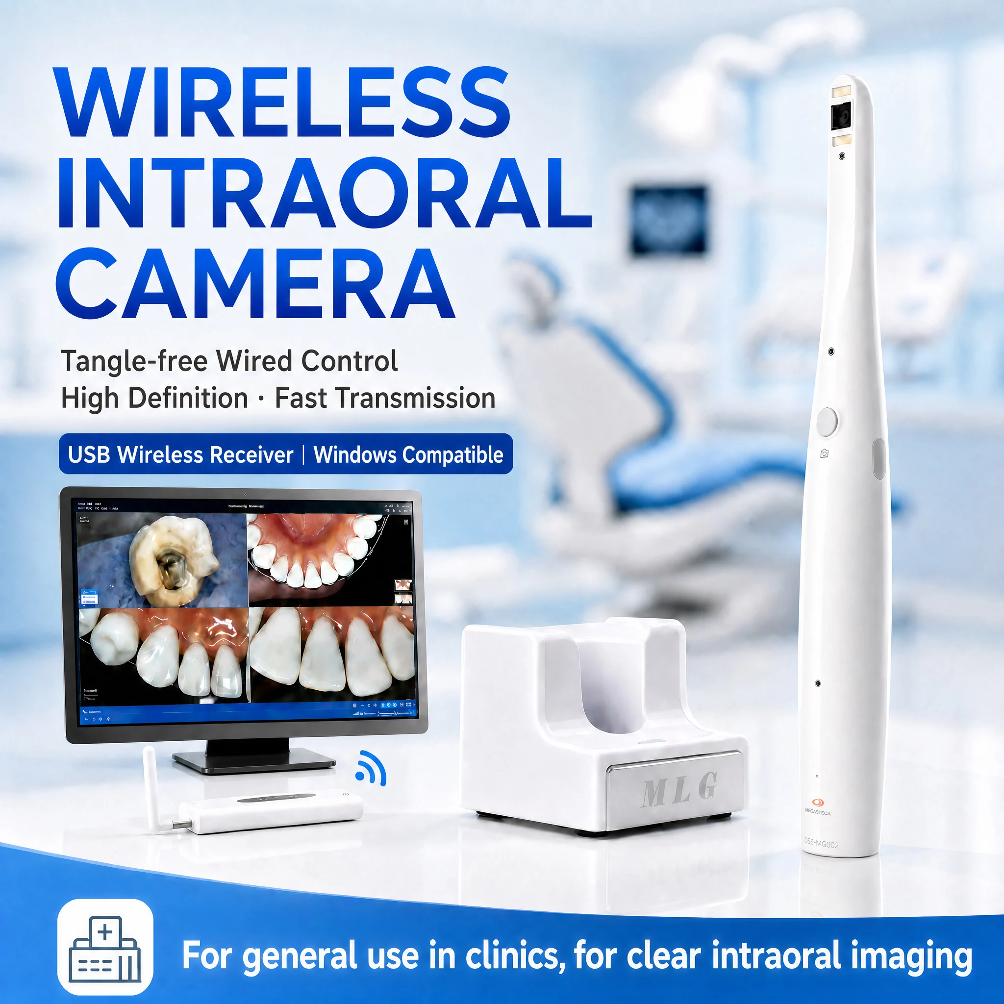 Wireless Dental Intraoral Camera 13MP AutoFocus 1080P WIFI Oral Endoscope with Charging Dock for PC
