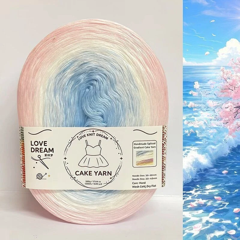 500g Gradient Cake Segment Dyeing Color Soft Skin Friendly Woolen Yarn Handmade DIY Scarf Sweater Bag Weaven Material Craft Gift