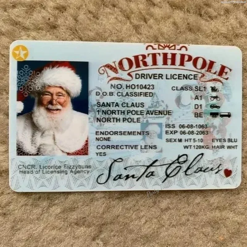 

1PC 2024 New Product Creative Santa Claus Lost and Lost Sled Driving License for Children Gift Santa Claus Flight License
