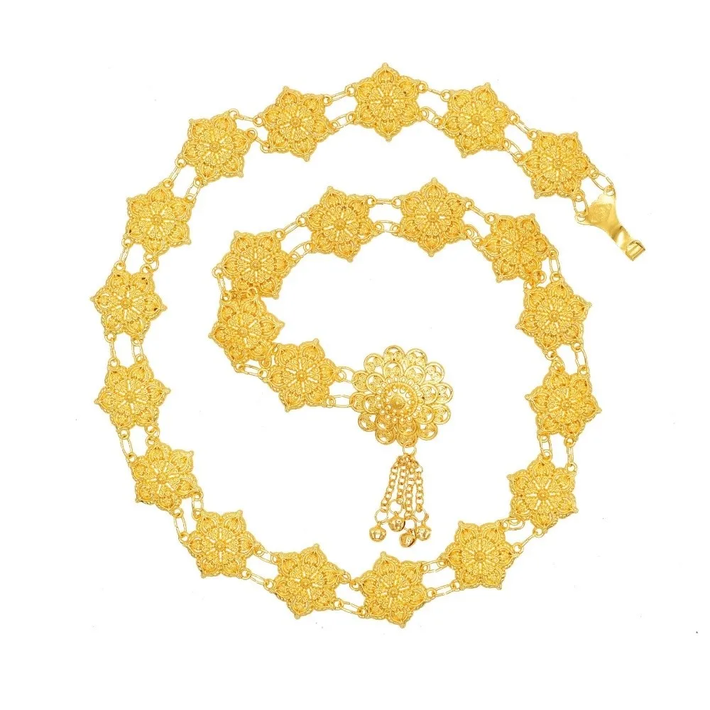 

Металлические тайские цепочки на талию для живота, колокольчик с кисточкой, ажурное цветочное ожерелье, ювелирные изделия, один круг, танцевальное платье, поясные цепочки