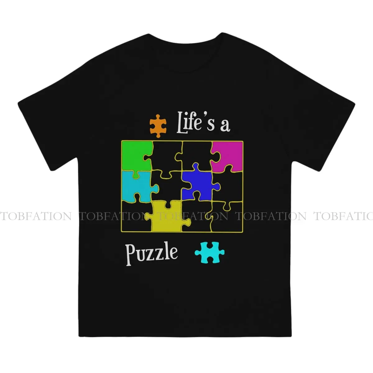 Life's A Puzzle Essential TShirt For Male Jigsaw Puzzle Tops Fashion T Shirt 100% Cotton Print Fluffy Creative Gift