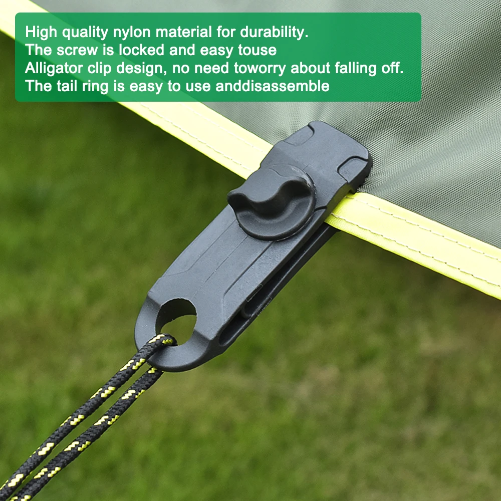 Camping Clipes Tarp com bloqueio Grip, Heavy Duty Canvas, Tent Fasteners, Piscina Toldo, Bungee Cord, carro apertar, ao ar livre, 5 PCs, 10 PCs