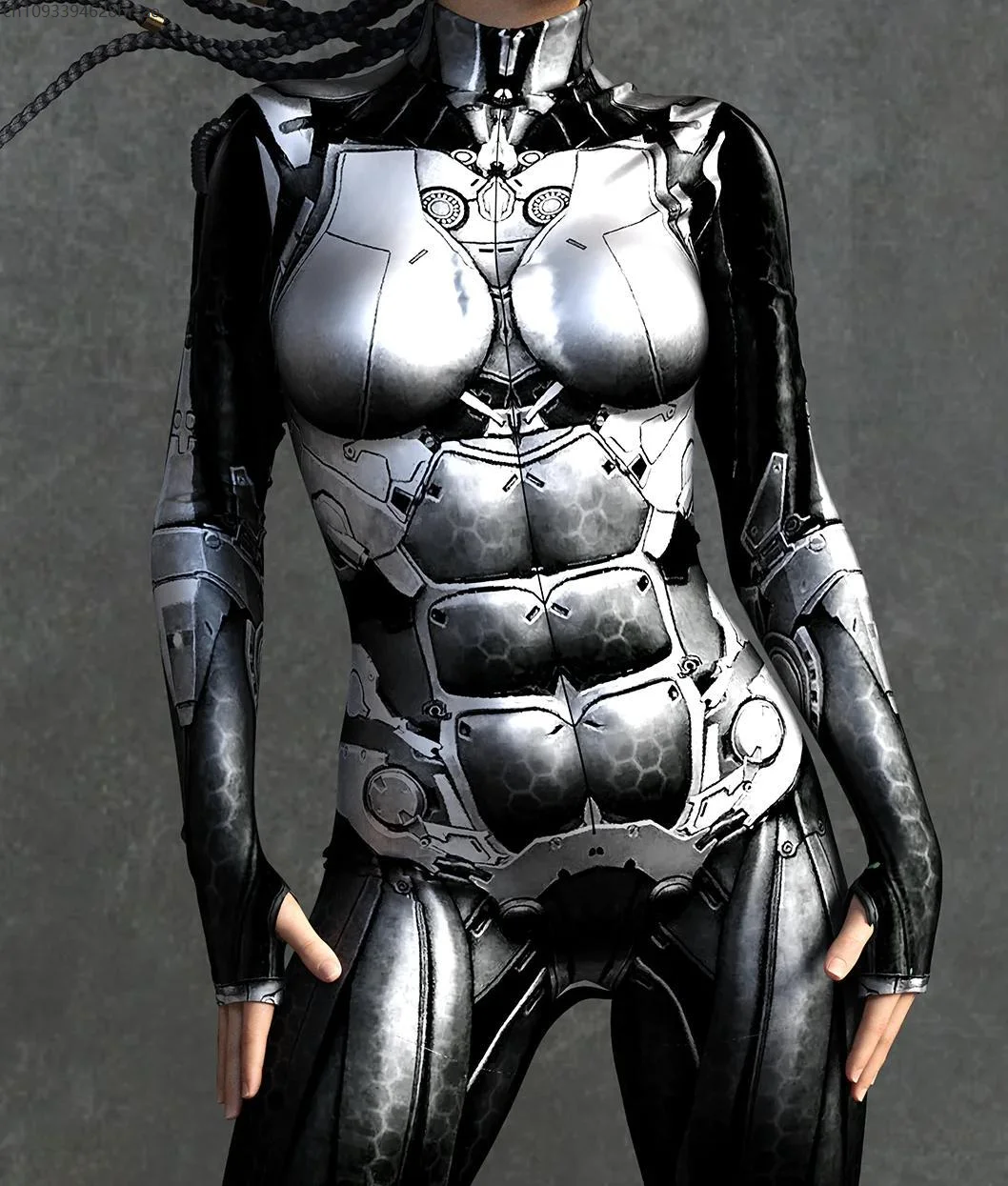 

Unisex Cyber Mechanical Armor Jumpsuit 3D Print Halloween Party Role Play Outfit Cosplay Costume Carnival Punk Bodysuit Rompers