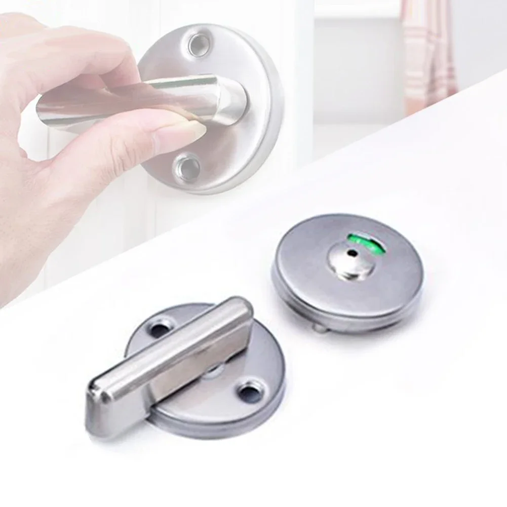 

Toilet Indicator Door Lock Stainless Steel Round Latch Partition Door Indicator Door Lock WC Hardware Fittings For Public Toilet