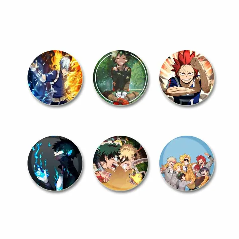 Cartoon Round Badges Brooches, Animation, Midoriya, Izuku, Bakugou, Katsuki, Badge Gift, Backpack, Clothes Decor