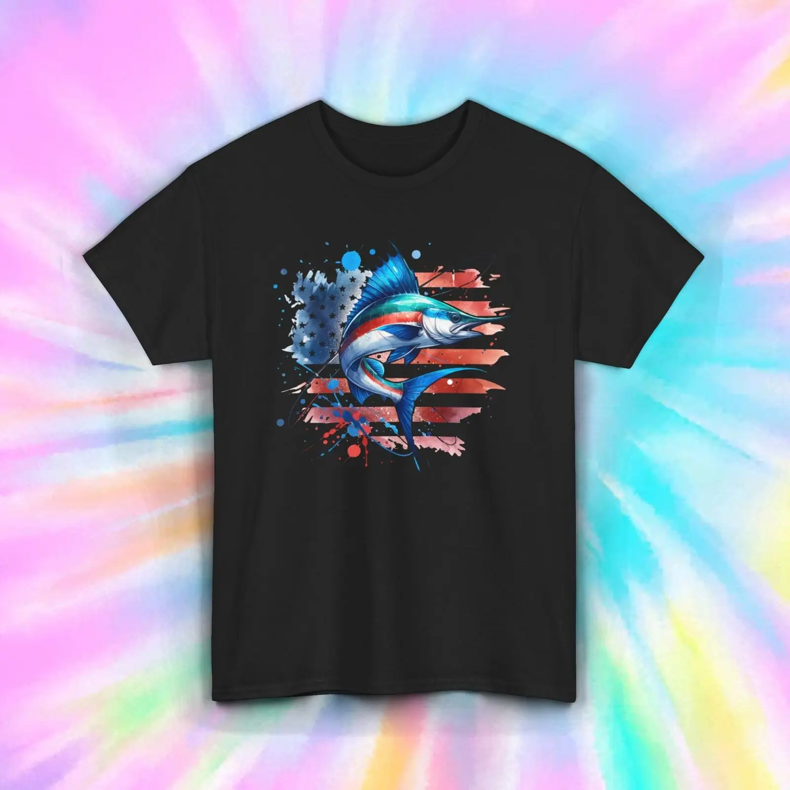 

American Marlin T-Shirt | Patriotic Fishing Design | 4th of July Gift | S-5XL