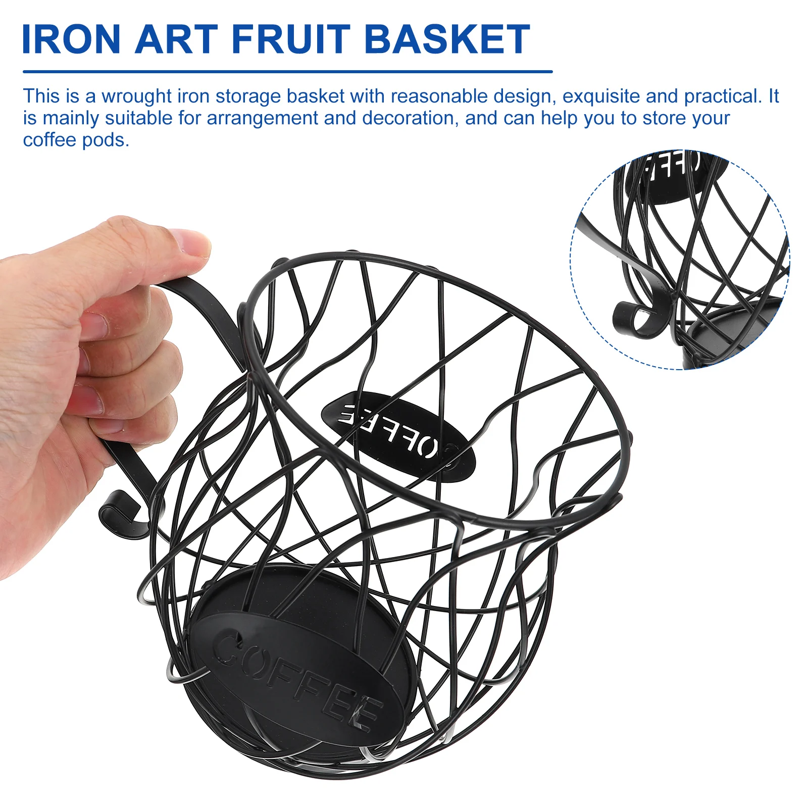 

Iron Art Coffee Storage Rack Wrought Iron Shelf Portable Fruit Basket Hollow Drainage Pod ganizer Home Storage Solution