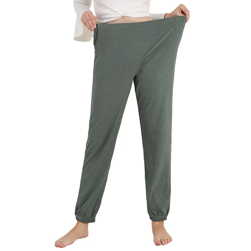 PLUS SIZE 7XL 8XL Sleep Bottoms Autumn Winter Velour Pajamas Pants Warm Home Clothes Loose Casual Trouser Solid Color Loungewear