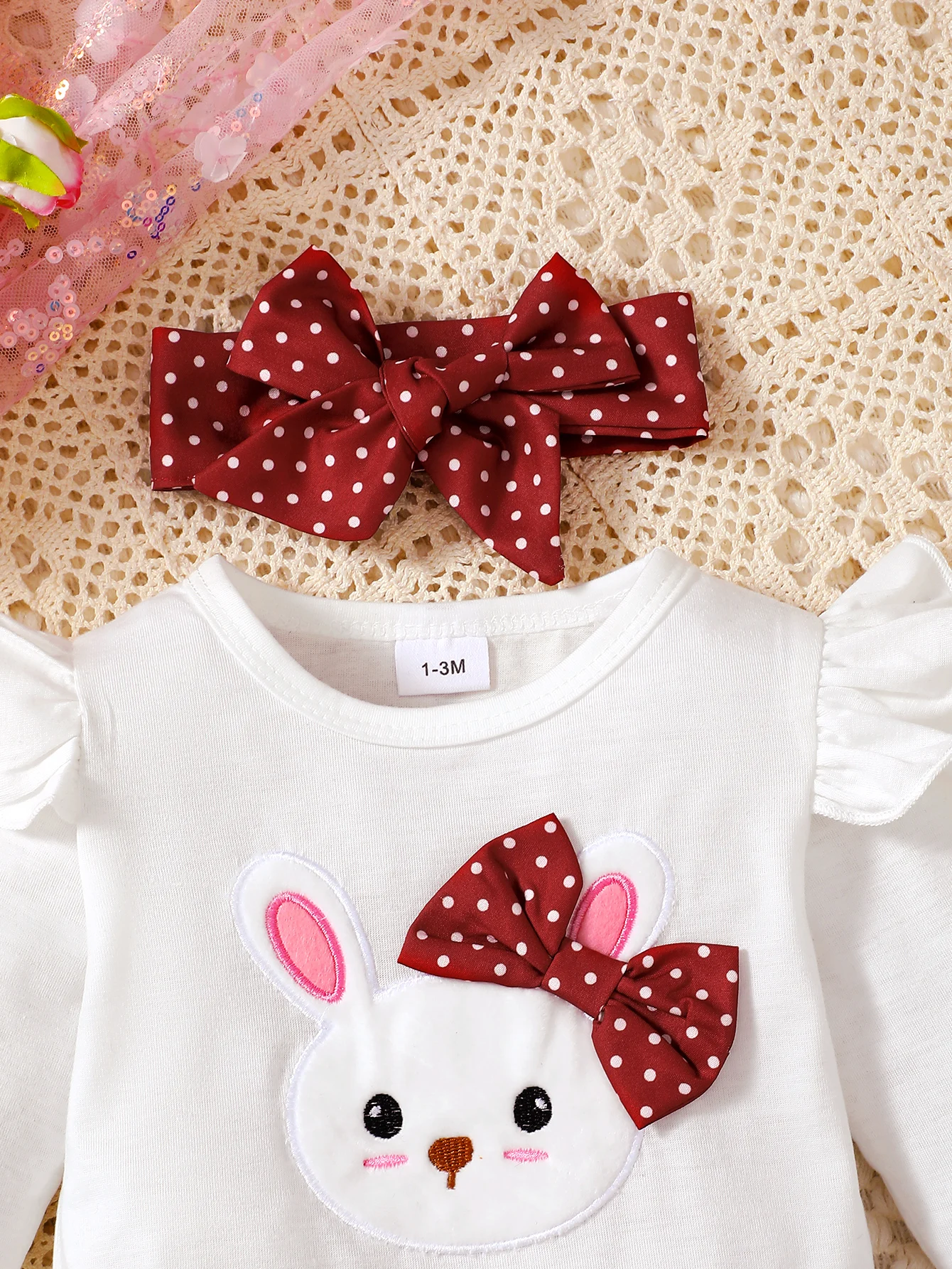 3PCS Newborn Baby Girl Clothes Set Cute Little Rabbit Long Sleeve Bodysuit+Pant+Headband Fashion Costume for Toddler Girl 1-18M