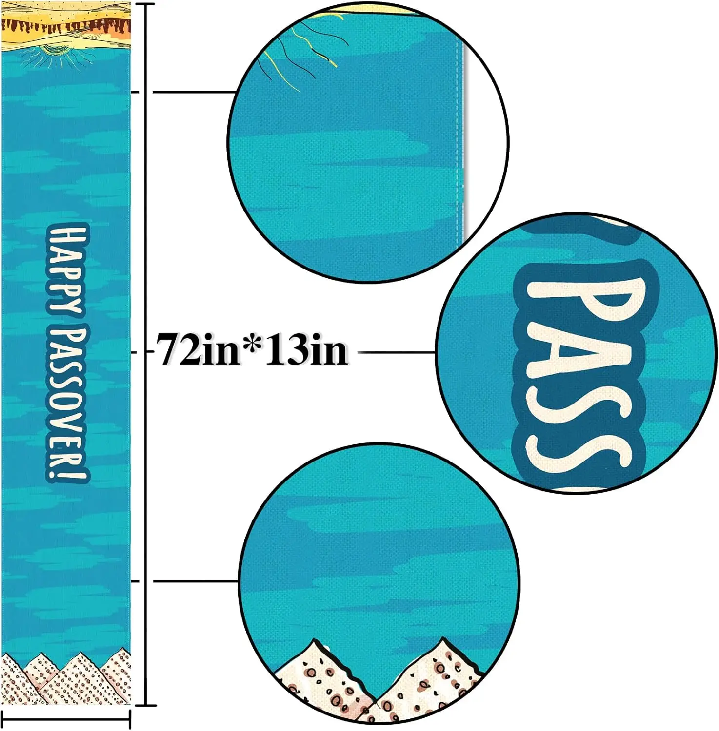 Passover Linen Table Runner, Party & Home Table Runner, Kitchen & Dining Table Holiday Decor
