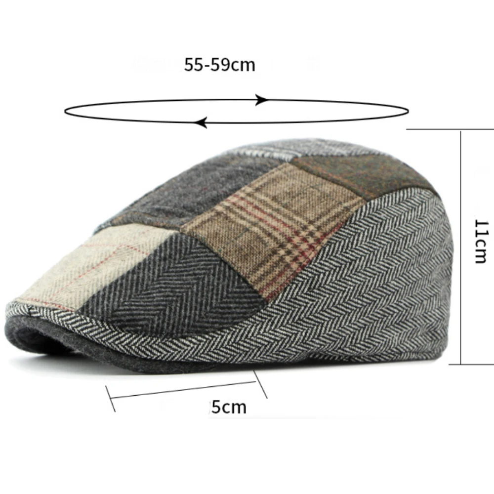 

MZ4295 Mens Berets Women Retro Plaid Artist Painter Wool Beret Hat Male Female Spring Autumn Ivy Flat Cap Adjustable Beret Caps