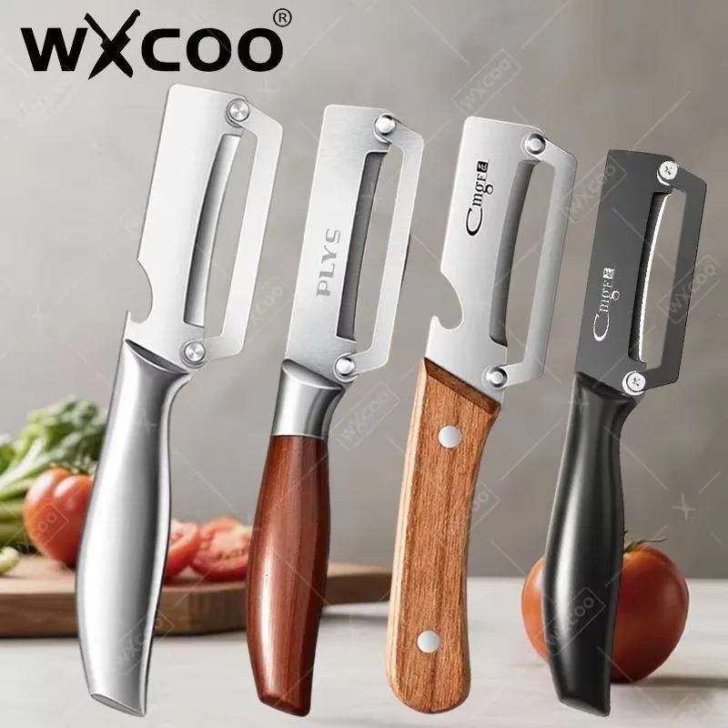 Stainless Steel Kitchen Peeler for Slicing Fruit and Vegetables Multi-Function Kitchen-Specific Peeler with Wooden/ Steel Handle