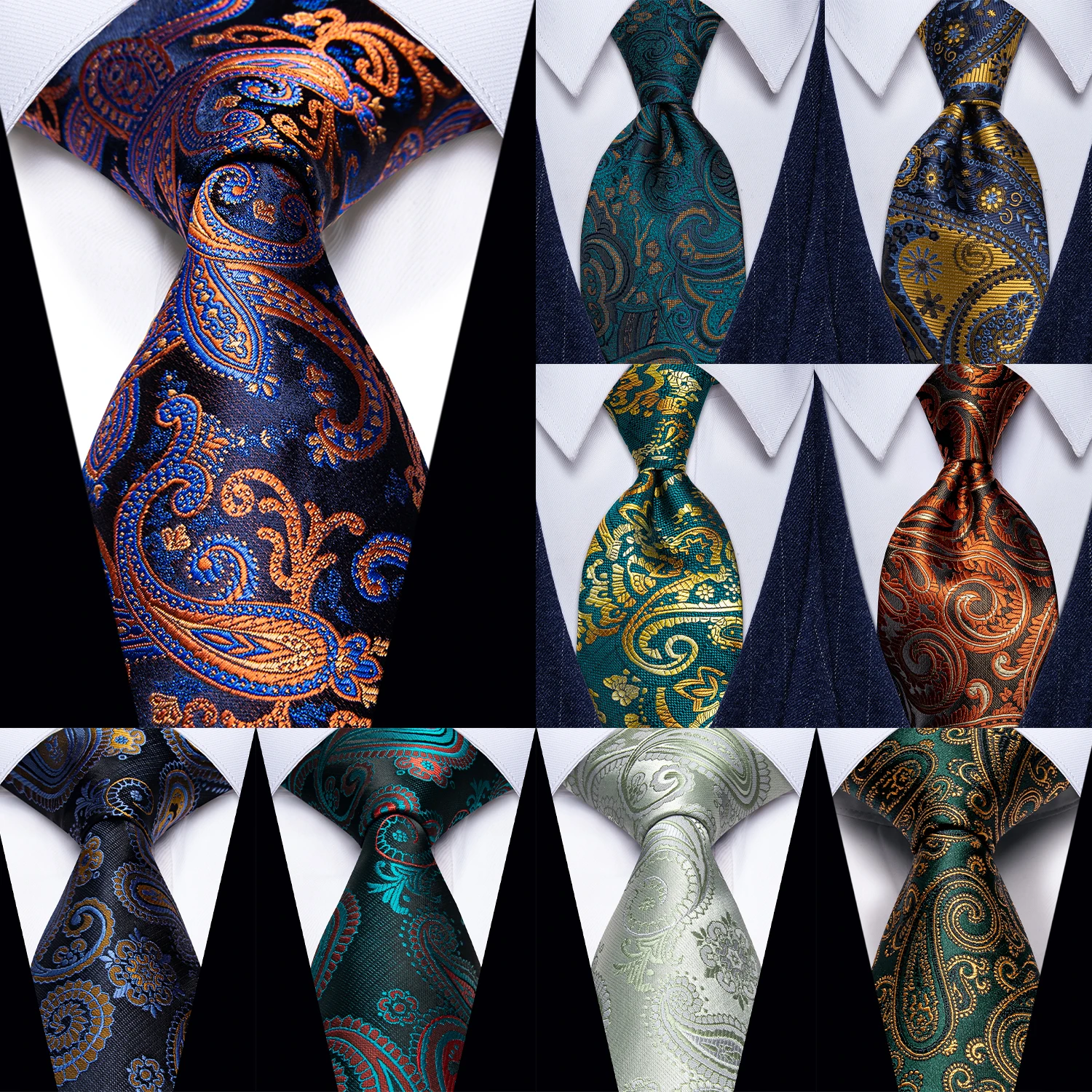 Mens Paisley Pattern Necktie, Elegant Dress Tie for Banquet Interview Dating Ceremony Formal Occasions