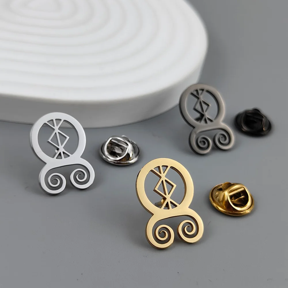 Personalized Hollow Round Brooch for Men Nordic Symbols Amulet Badge Brooches Stainless Steel Jewelry Birthday Party Gifts