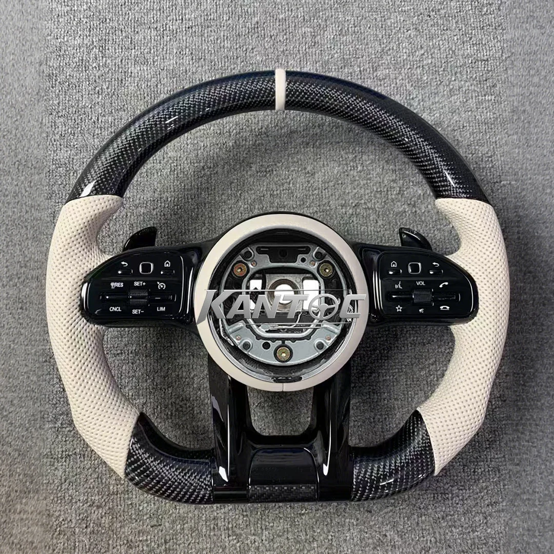 

FORCar Спортивное белое рулевое колесо из углеродного волокна для Mercedes bz W204 W205 W212 W213 W447 W166 E300 C250 C63S C450 E53 GLA45 E300