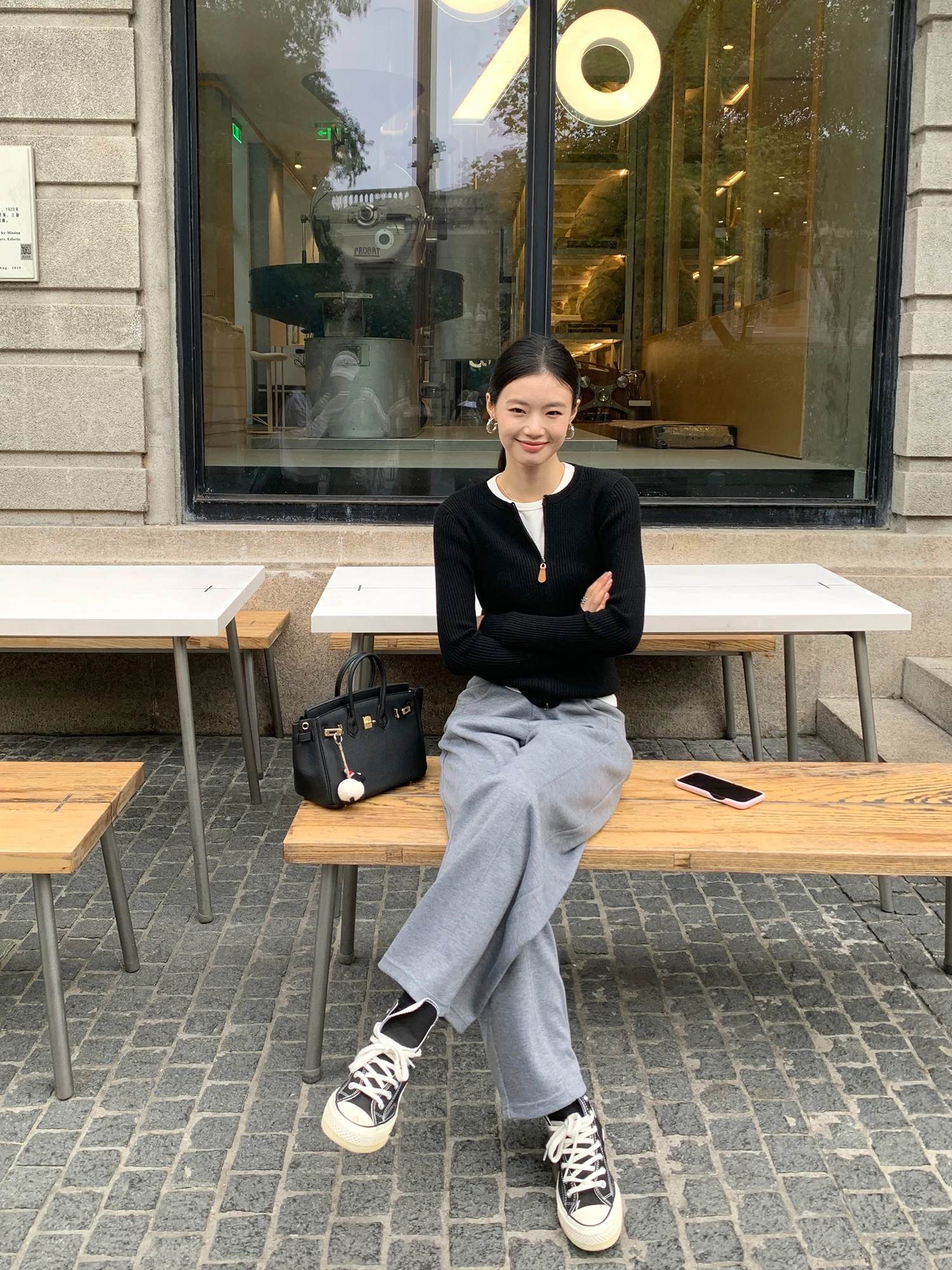 

Pusumede Women's Knitted Woolen Open Cardigan round Ne Double Zipper Design Casual Loose Fit Long Sve Winter Top