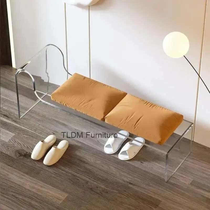 

Acrylic Furniture Bench Stool Nordic Home Doorstep Transparent Shoe Changing Stools Bedroom Cloakroom Minimalist Makeup Chair