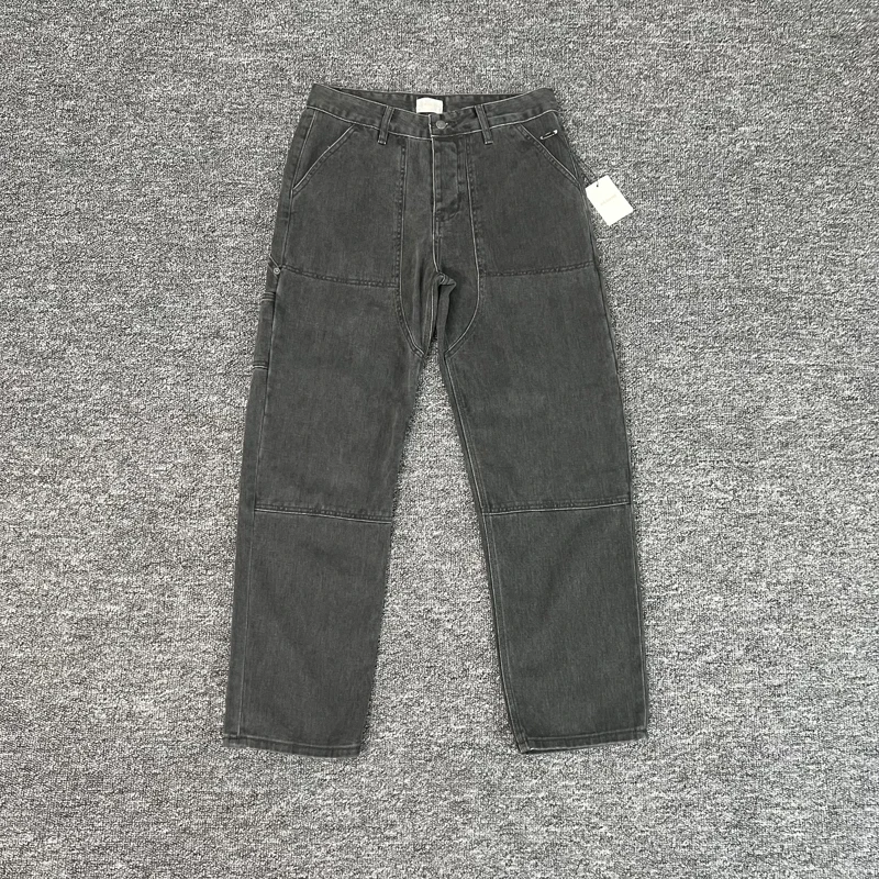 

Aime Leon Dore Fade Logging Jeans Leather Label Men Women Washed High Quality Casual Button Fly Trousers Pockets Pants