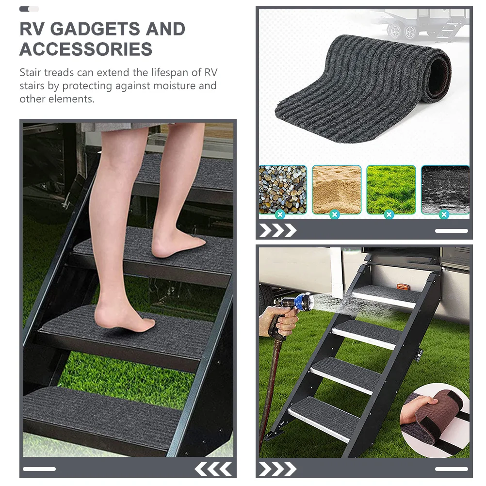 

4Pcs Stair Treads Polyester Stair Covers Rv Step Covers Camper Step Stabilizer Travel Trailer Steps Camper Accessories