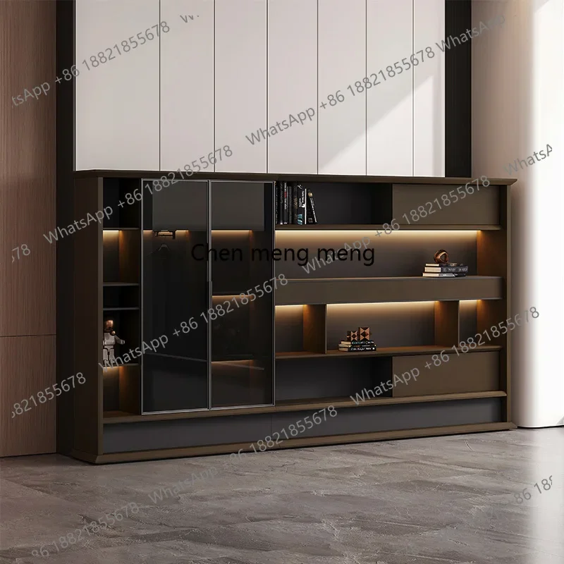 File Cabinet Boss Office Background Simple Modern Archive Wooden Document Storage Bookcase