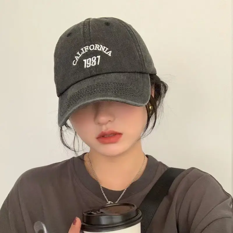 New hat women's retro trend cap women's tide brand spring and autumn Korean version versatile washed old baseball