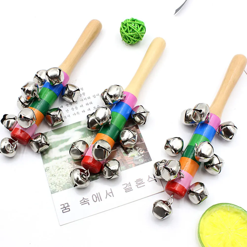 

Wooden Handbell Kids Metal Percussion Tambourine Toys Lightweight Portable Party Creative Shaker