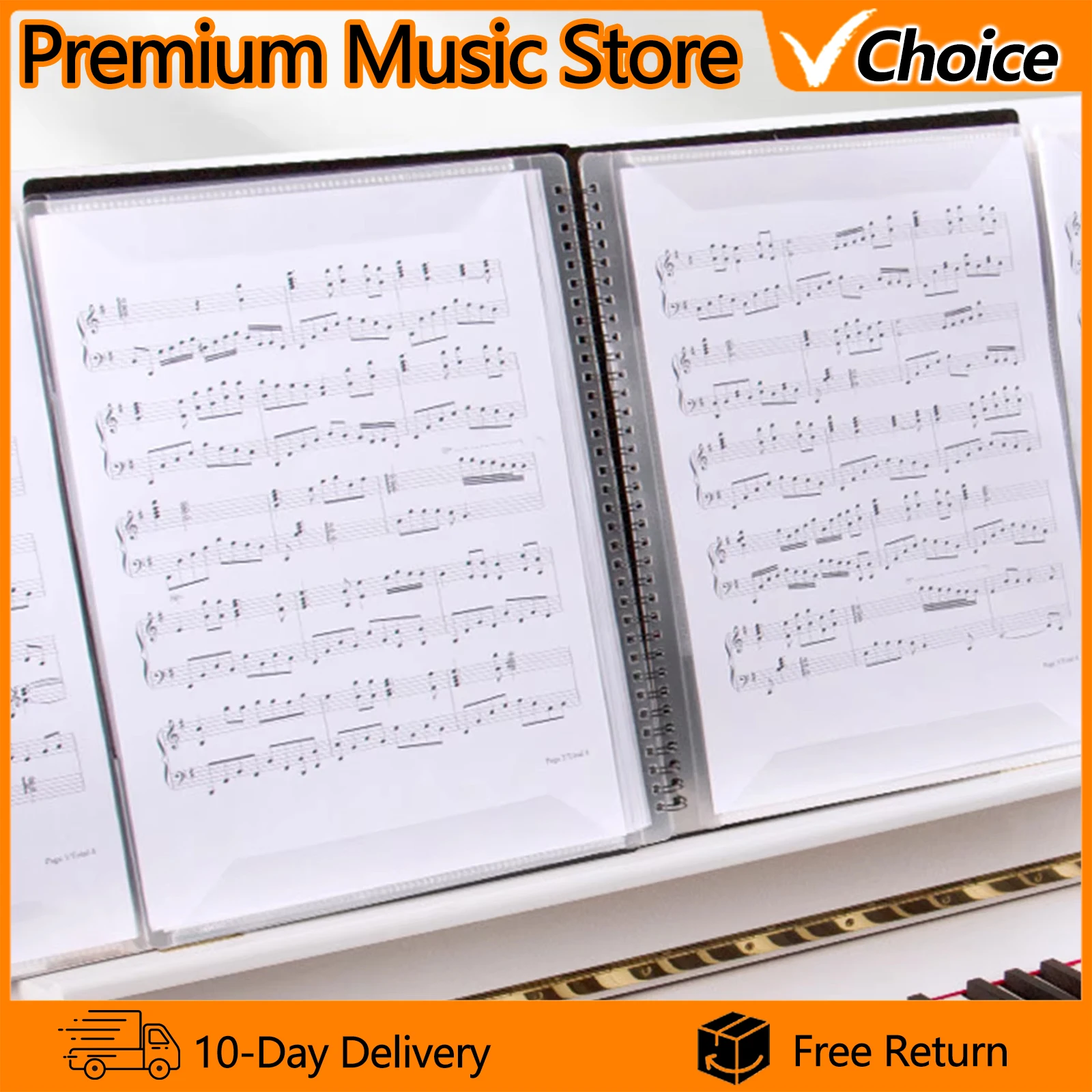 Flatsons FB-02 Music Score Holder A4 Size Paper Sheet Document File Organizer Folder 40 Pockets for Guitar Violin Piano Players