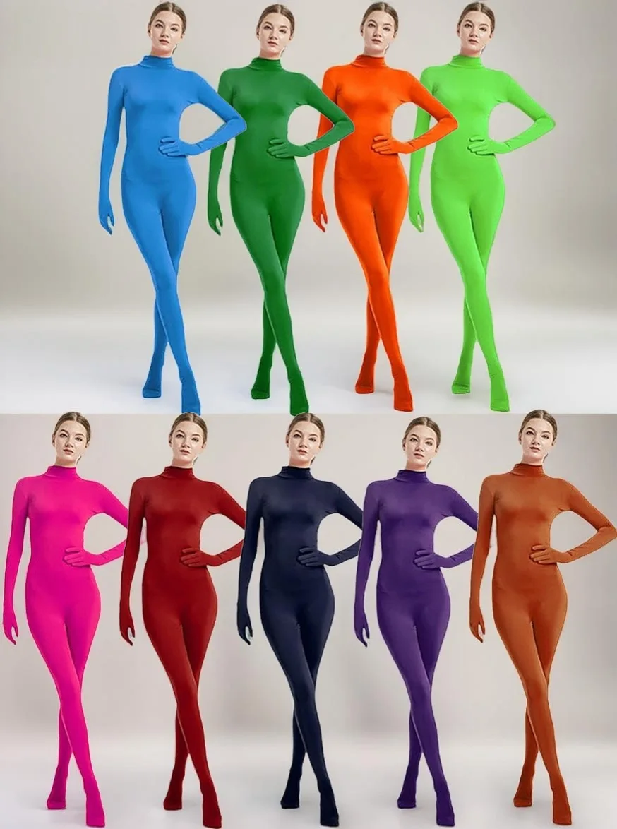 Speerise Unisex One Piece Gym Yoga Tights Bodysuit Women's Playsuit Cosplay Suits Full Body Jumpsuit Long Sleeve Footed